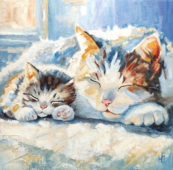 Sleeping Cat and Kitten