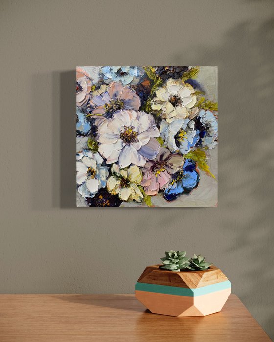 TENDER BEAUTY - original painting on canvas, floral painting, gift, wall decor