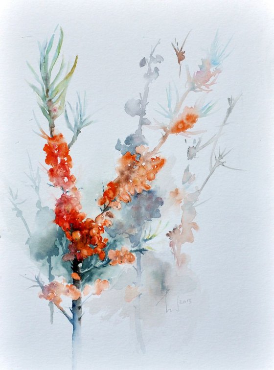 SEA BUCKTHORN original watercolour 30x40