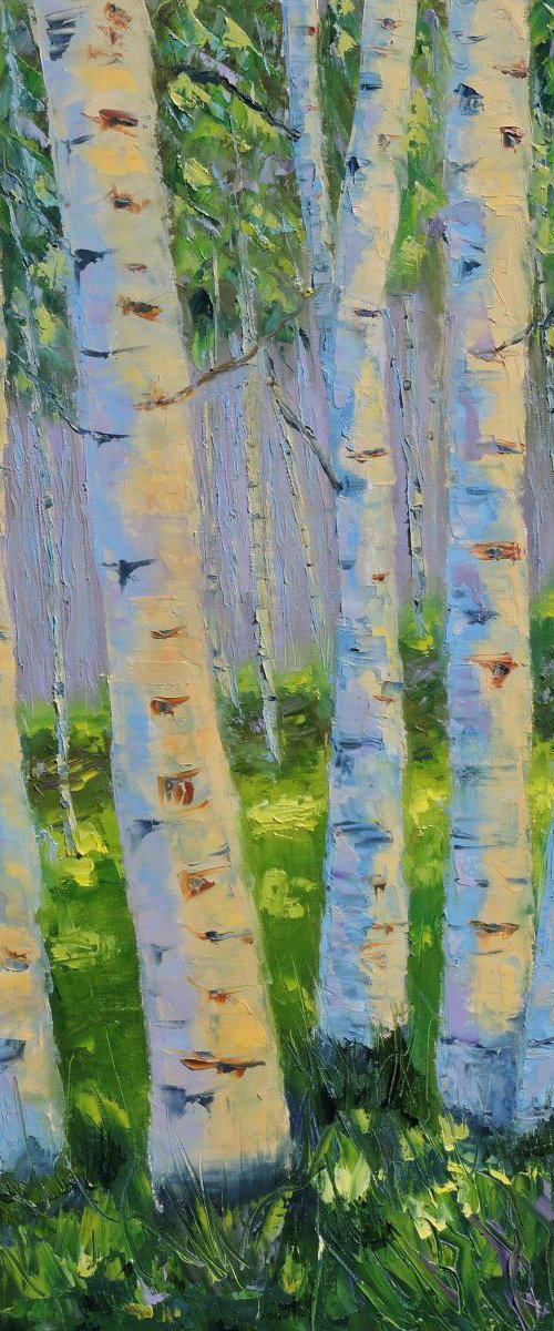 Aspen grove in summer by Linda Mooney