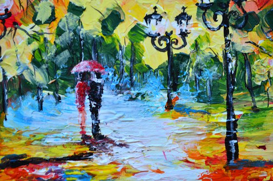 Lovers in the Park - Modern Impressionistic landscape