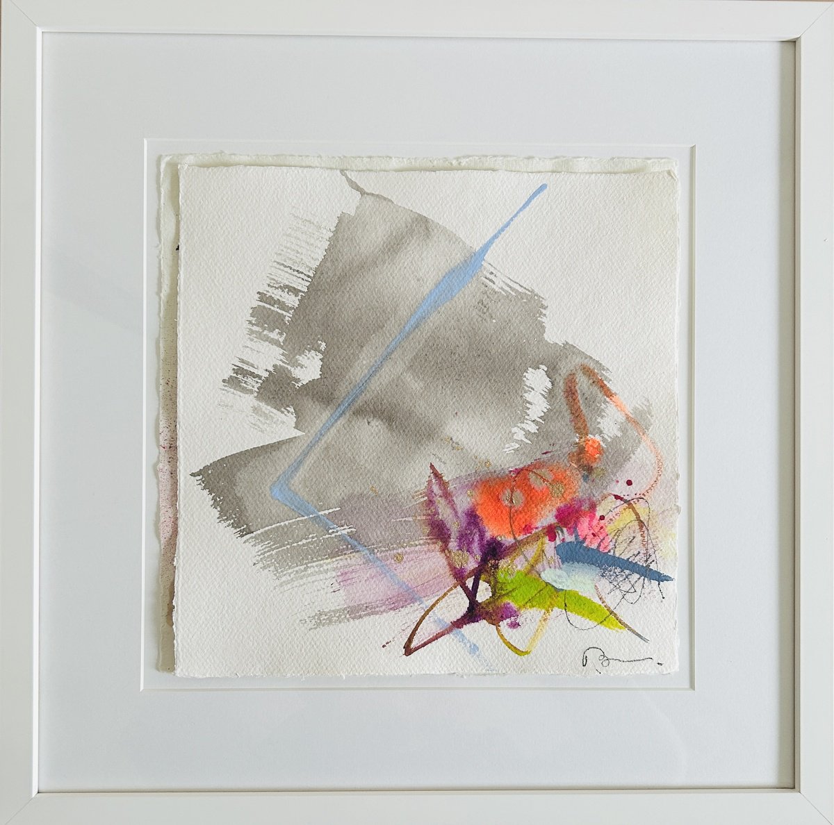 Abstract Ink Drawing By Ryoko Minamitani, 12 X 12", Conversation Series 74, Original Artwork