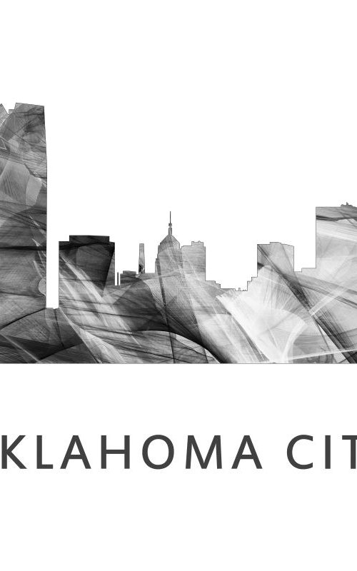 Oklahoma City Oklahoma Skyline WB BW by Marlene Watson