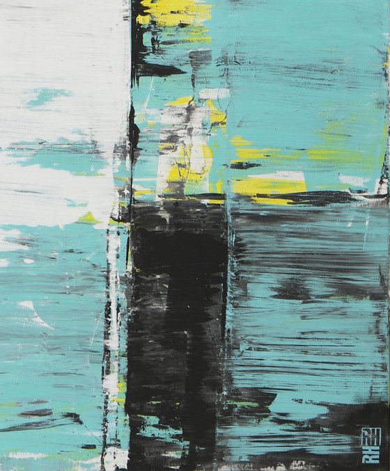 Static Black and Blue - Abstract Painting - Affordable Art - Ronald Hunter - 49O