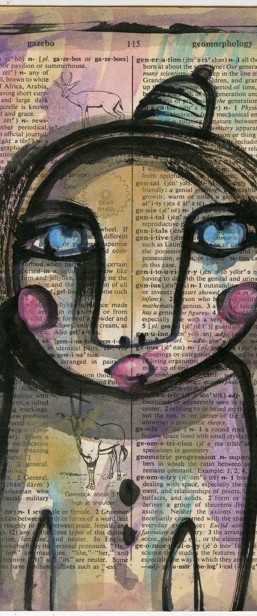 Funky Face 2020-19 - Mixed Media Painting by Kathy Morton Stanion by Kathy Morton Stanion