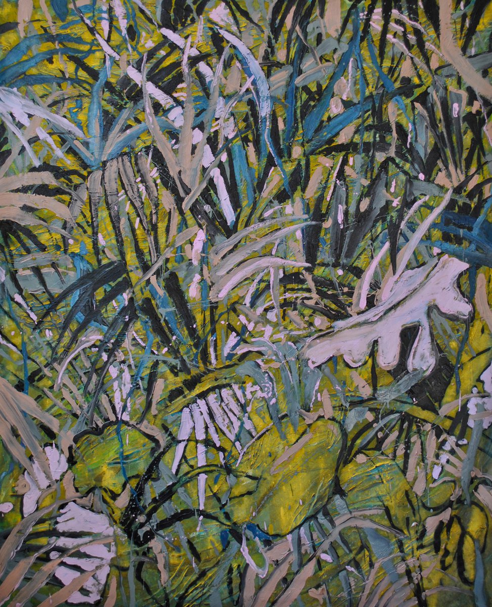 Expressive Landscape Oil Painting By Dominic Virtosu, 59 X 71, Yellow Jungle, Original Artwork