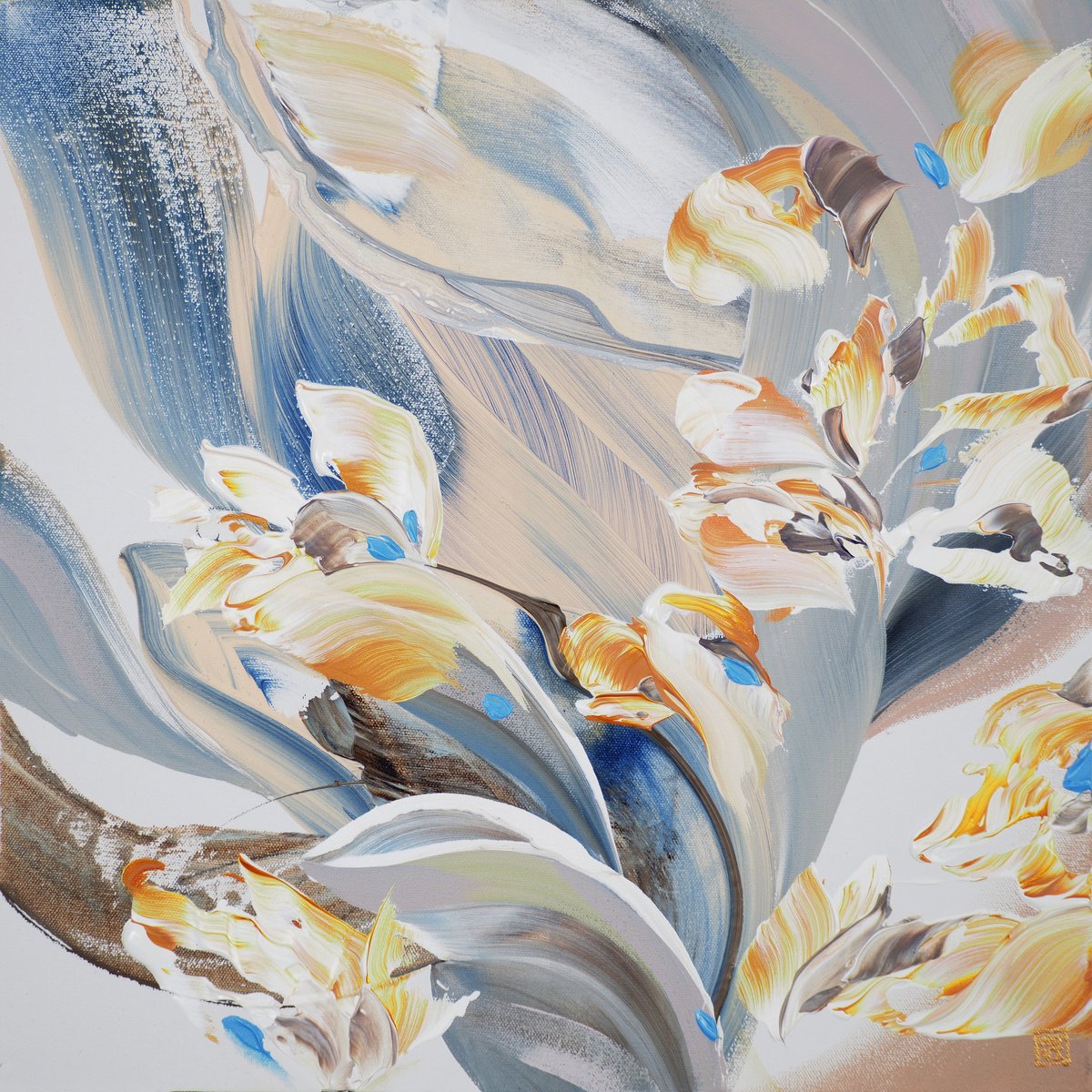 Abstract Acrylic Painting By Novi Lim, 20 X 20", From Panarea, Original Artwork