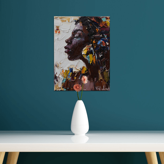 African woman portrait Original oil painting