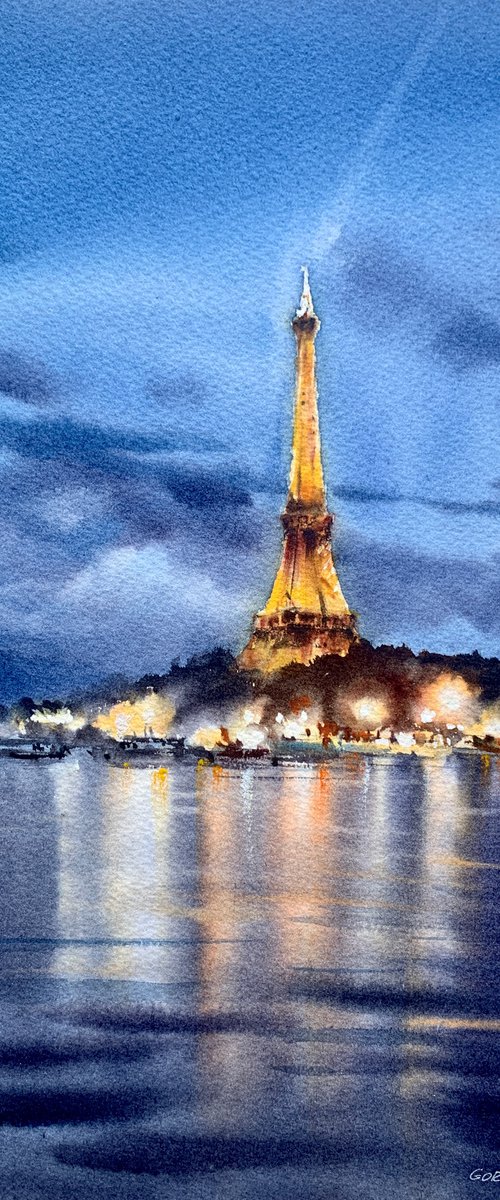 Eiffel Tower, Paris at night by Eugenia Gorbacheva