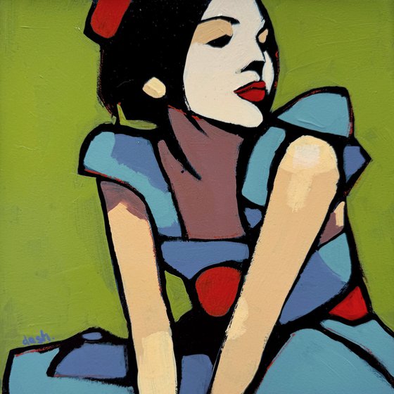 Clown Woman Painting - Original Art 8x8 inch