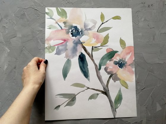 Magnolia painting. Blossoms painting