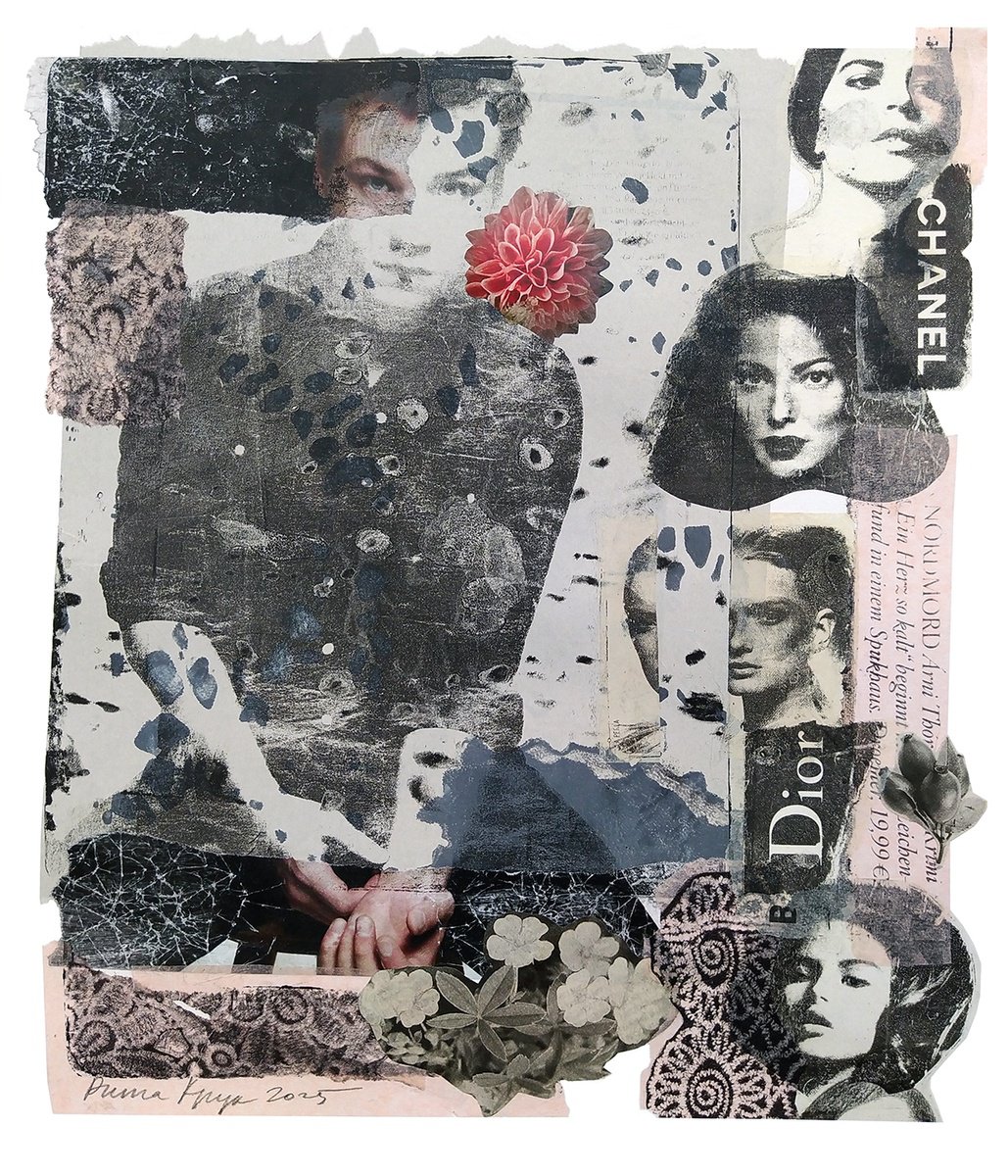 Portrait Collage By Margot Raven, 12 X 14", Vacation, Original Artwork