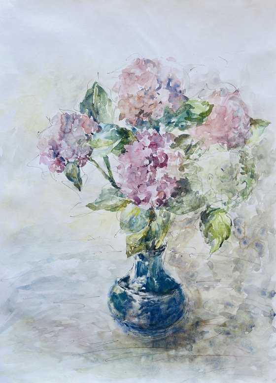 Hydrangea in vase. 30in.x22in