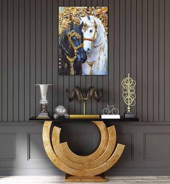Horses in gold. Love.
