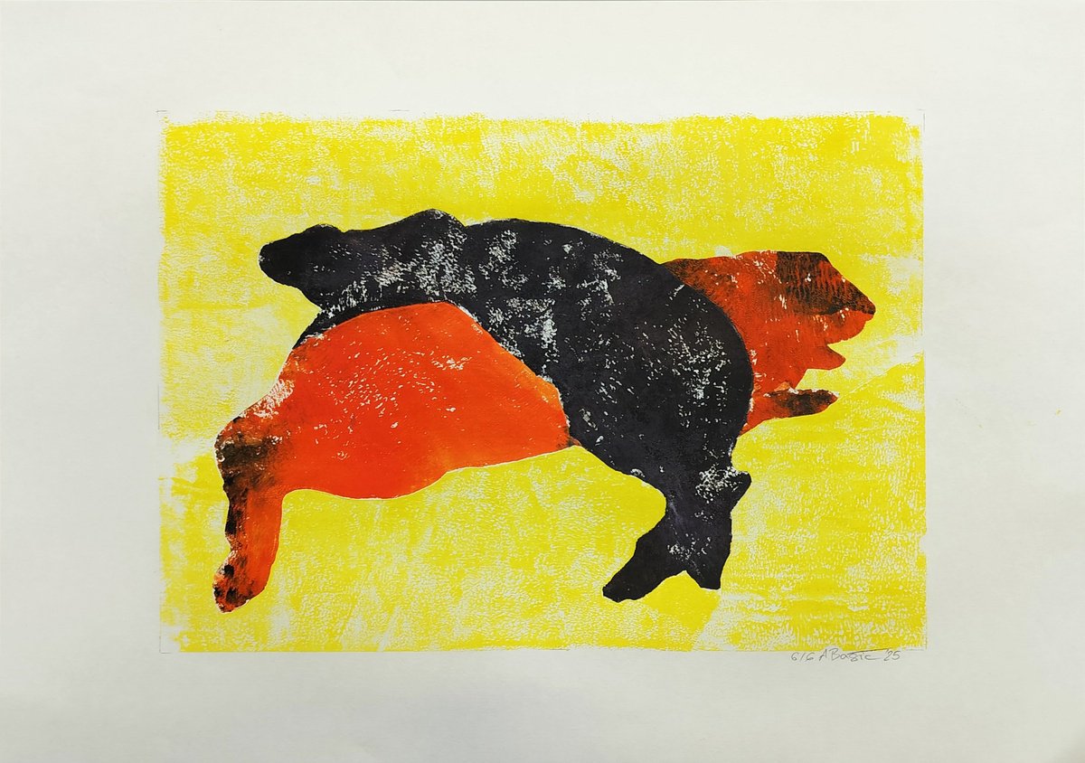 Illustrative Animal Limited Edition Print By Aleksandar Basic, 23 X 16, Rabbits 6/6, Original Artwork