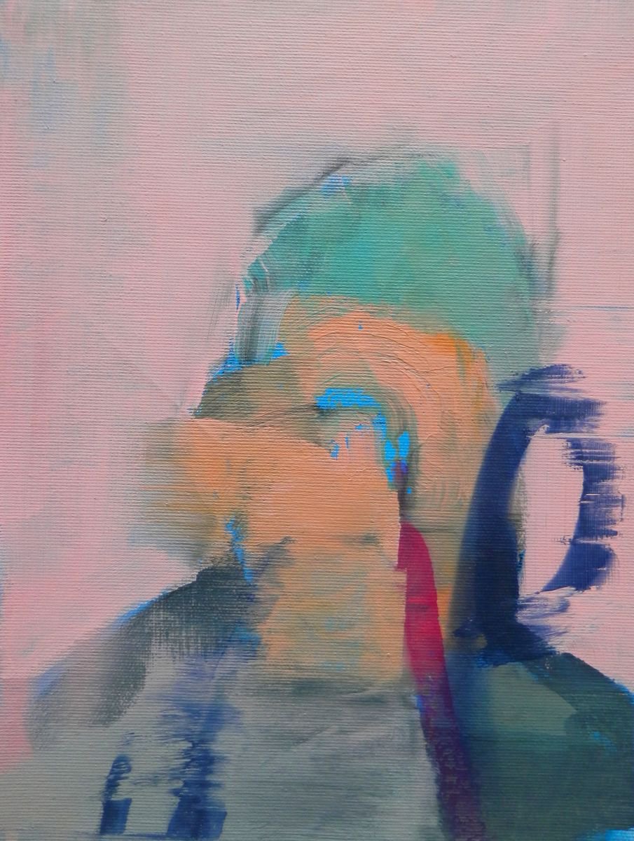 Urban And Pop Portrait Acrylic Painting By Milos Hronec, 8 X 11", Basement 2, Original Artwork