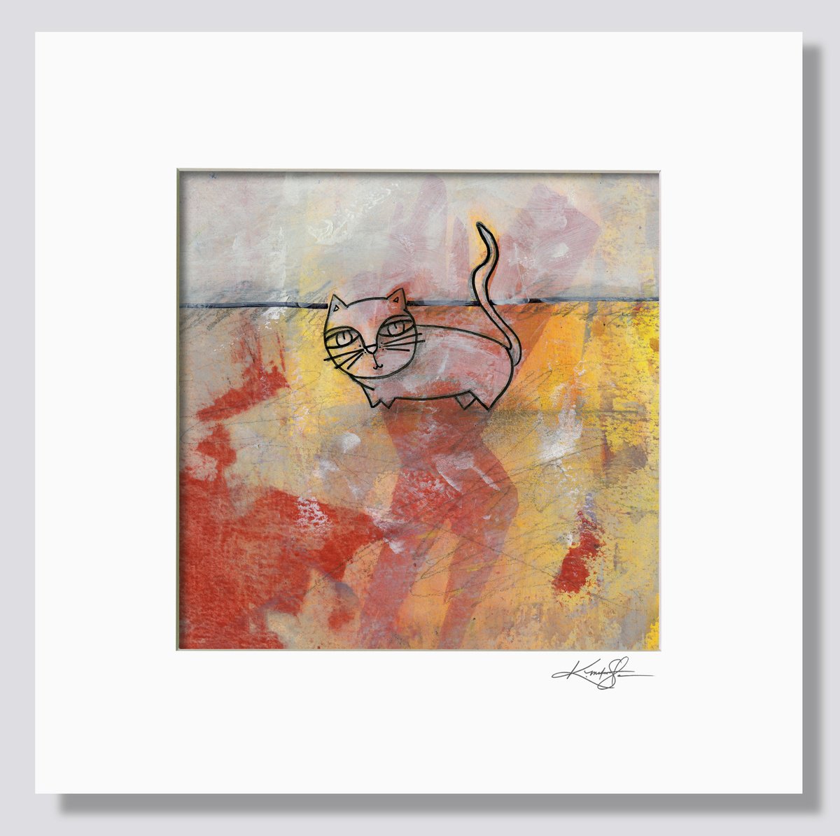 Expressive Animal Painting By Kathy Morton Stanion, 12 X 12", Cat 9, Original Artwork