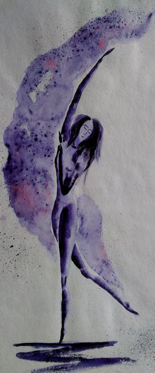 dancer original watercolor painting "Moon dancer" by Halyna Kirichenko