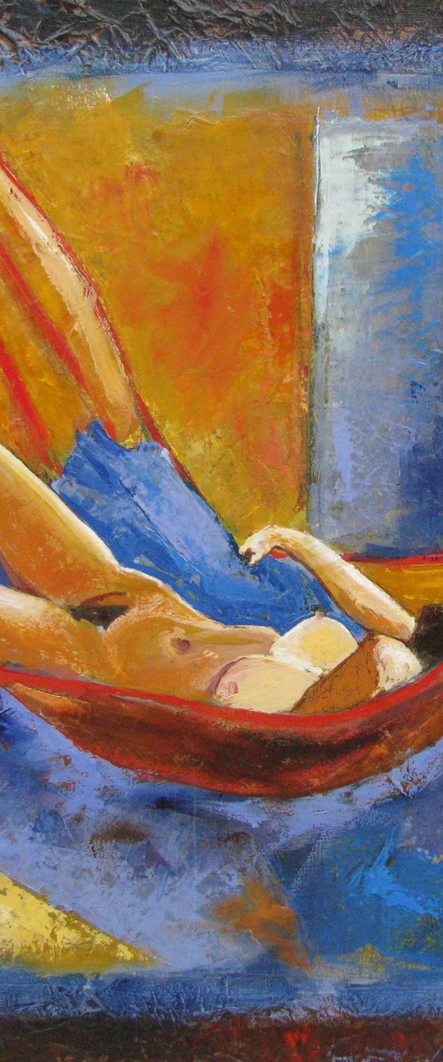 Nude in hammock by Jean-Noël Le Junter