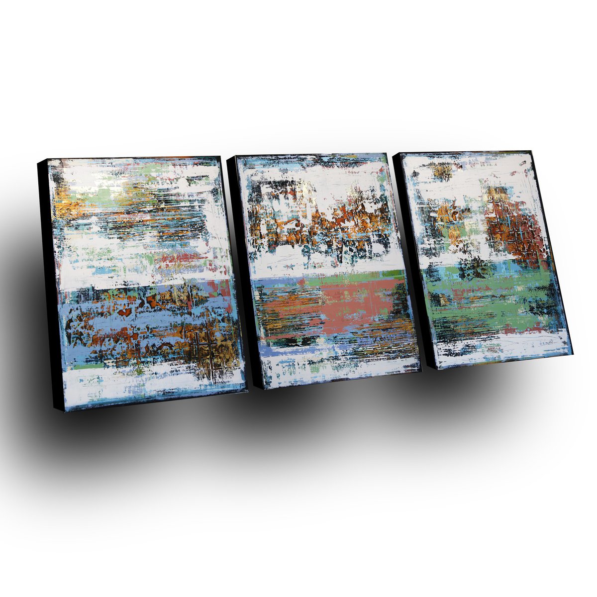 COLD MORNING * 180 x 80 cms - ABSTRACT PAINTING *** READY TO HANG *** TRIPTYCH by Inez Froehlich