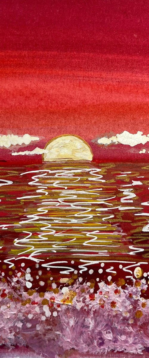 Abstract seascape (reds) by Karen Elaine  Evans