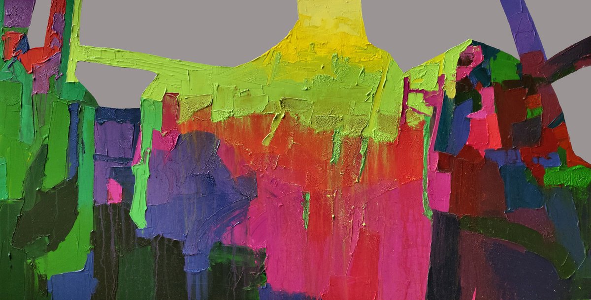 Abstract Acrylic Painting By Abhishek Kumar, 64 X 34, Radiant Ascent, Original Artwork