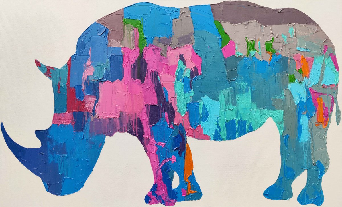 Organic Animal Acrylic Painting By Abhishek Kumar, 66 X 42, Sumatran, Original Artwork