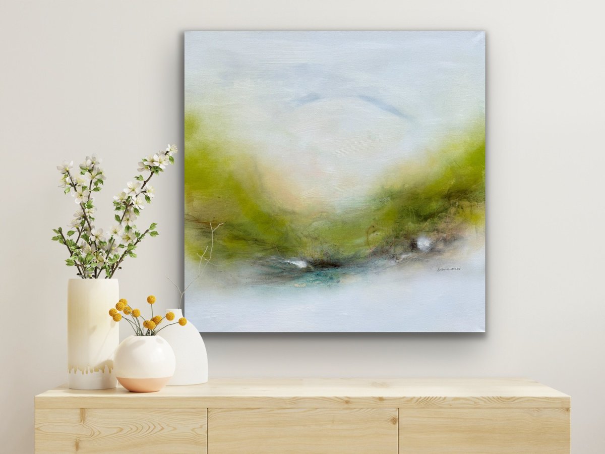 Abstract Landscape Acrylic Painting By Kirsten Schankweiler, 31 X 31", In The Heart Of Nature No. 6, Original Artwork