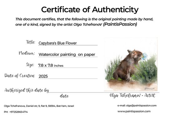 Capybara's Blue Flower