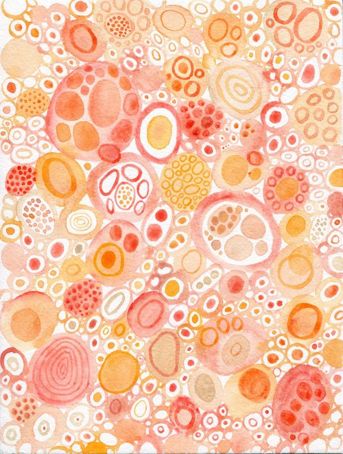 Abstract watercolor illustration in warm peachy colors by Liliya Rodnikova