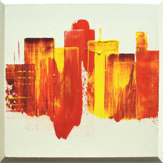 Colourful City - abstract acrylic painting Skyline painting canvas wall art rainbow colors