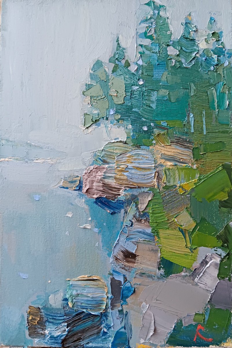 Impressionistic Landscape Oil Painting By Ruslan Khais, 12 X 18", Drizzle, Original Artwork