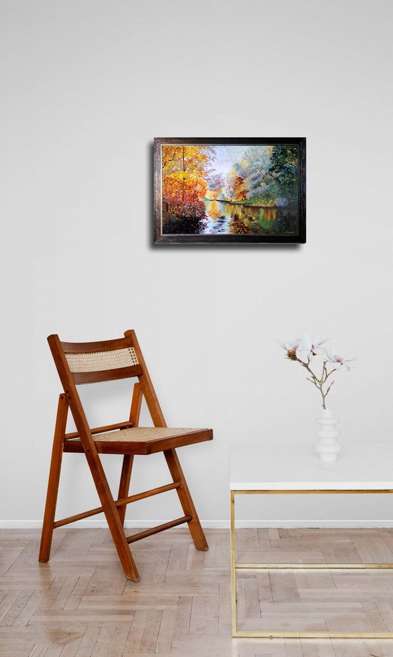 Park and pond in early autumn