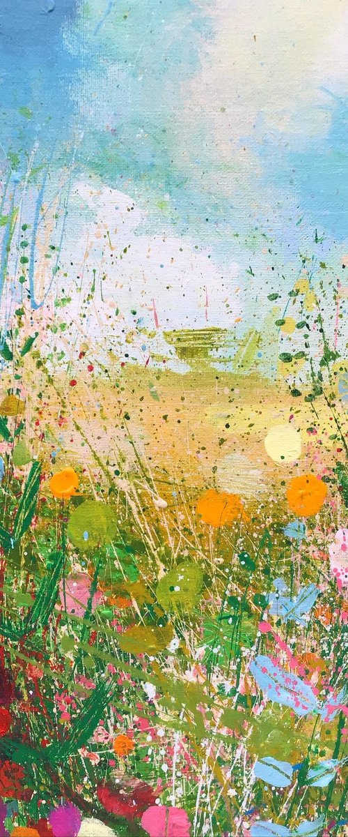 Tangled Hedgerow, Yellow Field by Sandy Dooley