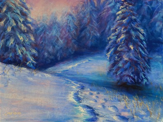 Winter in Slovenia | Original pastel painting