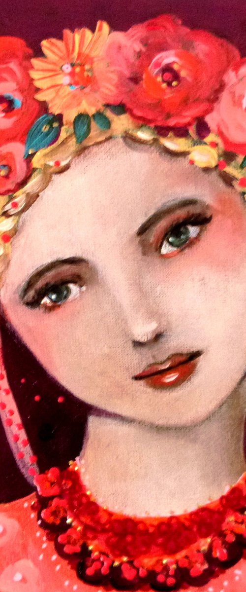 Sweet Elena. 20x20cm Portrait of a russian  blonde woman by Loetitia Pillault