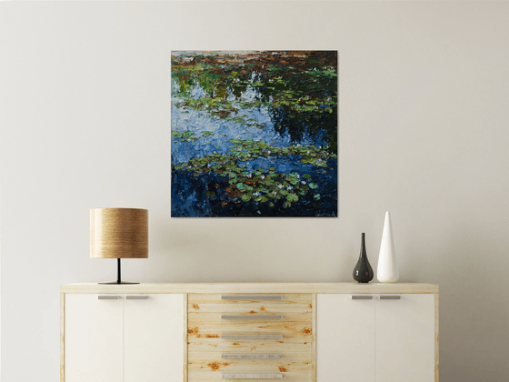White water Lilies - Original Oil painting