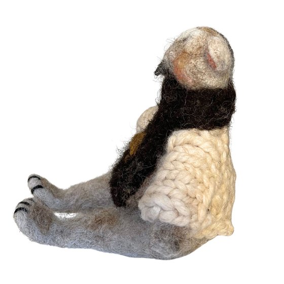 Spade, felted wool polar bear
