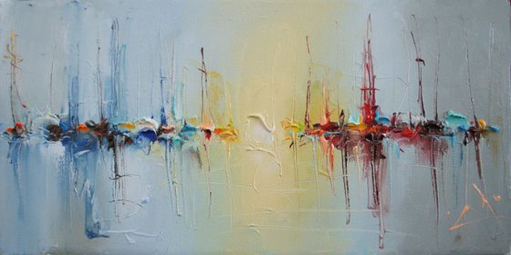 Sea charts 5, Palette knife oil painting, free shipping
