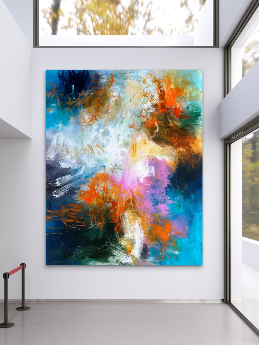 Abstract Acrylic Painting By Andrada Anghel, 48 X 60, Blue Maelstrom, Original Artwork