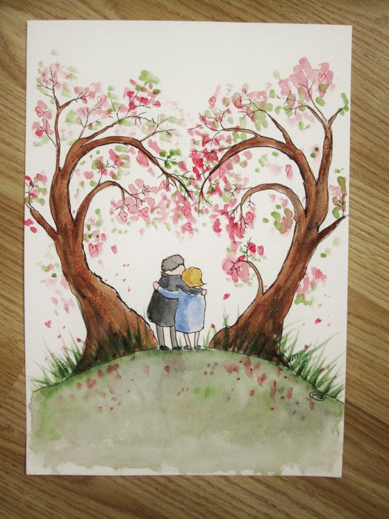 X Couple and Love Hearts Tree
