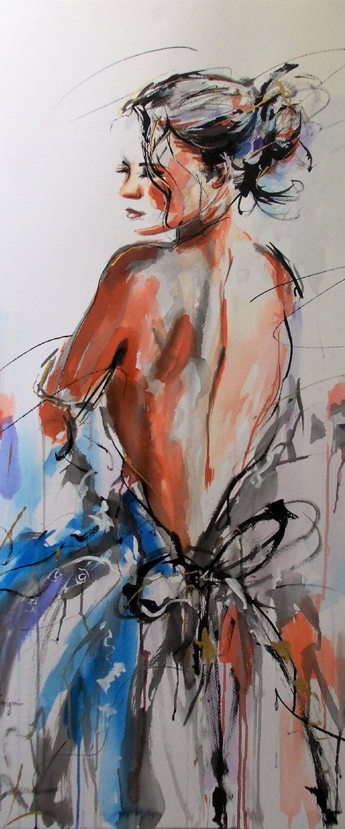 Infinite II- Figurative Woman on Paper by Antigoni Tziora