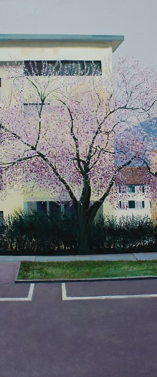 Urban Blossom 1 (Large Oil Painting approx 30"x40") by Simon Jones