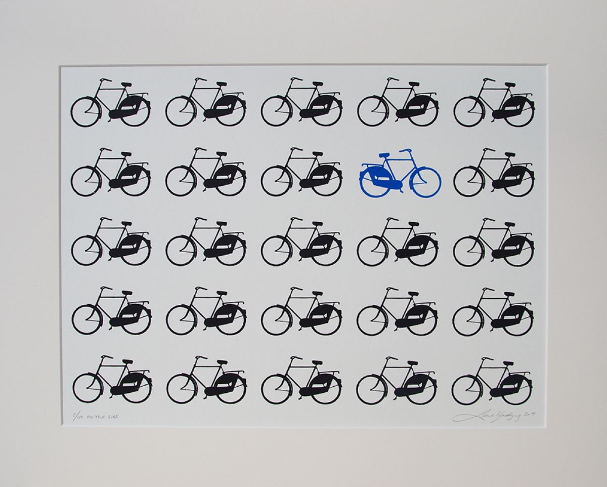 Transport Screenprint By Lene Bladbjerg, 20 X 16", On Your Bike, Original Artwork