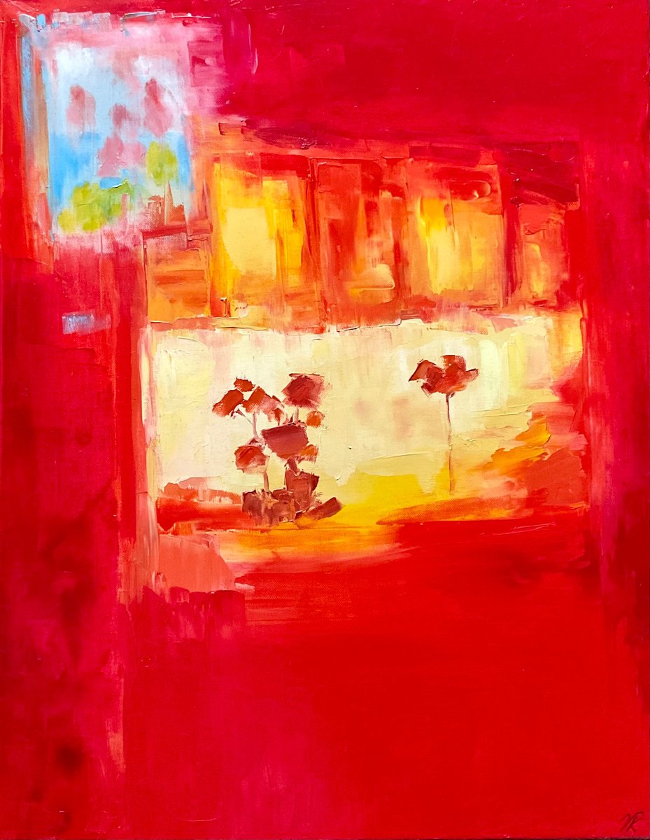 Organic Abstract Oil Painting By Vera Klimova, 23 X 30", Reflection, Original Artwork