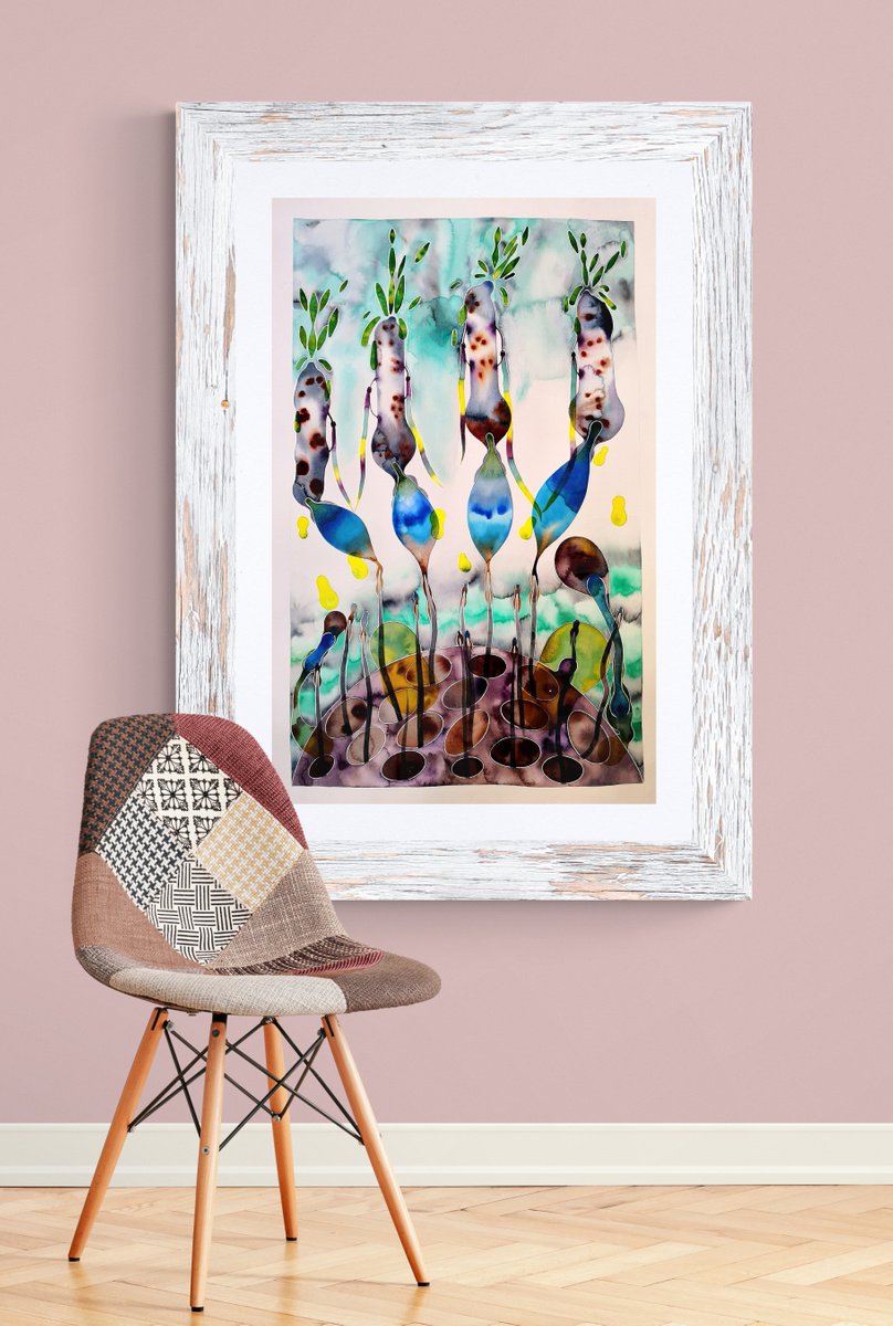 Organic Abstract Watercolour By Ilaria Finetti, 25 X 39, Le Forme Mature Dell