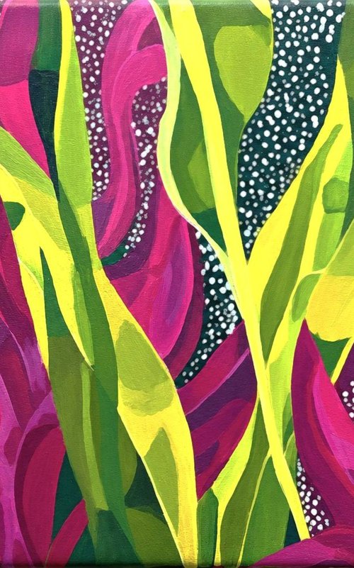 Tropical Leaves Dance #8 flower abstraction by V+V Kniazievi