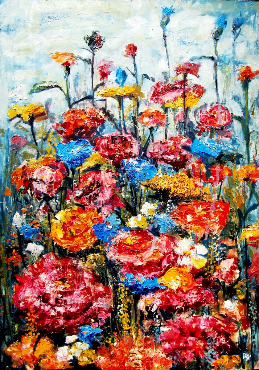 Abstract Botanical Oil Painting By Serhiy Roy, 17 X 23", Flower