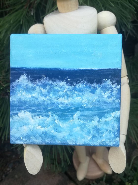 Miniature wave seascape #31 - Easel included