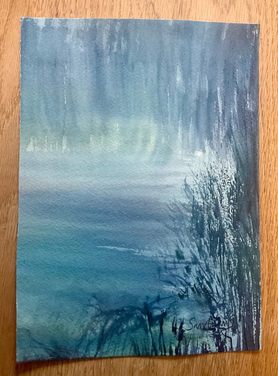 Misty Fonthill lake, Wiltshire